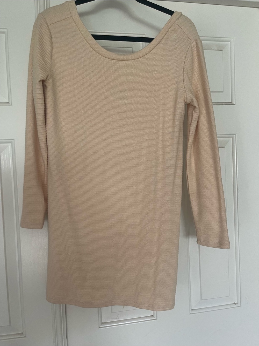 Brixton Light Beige Ribbed wide neck sweater dress
